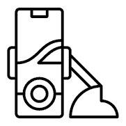 linearna ikona kategorii produktu akcesoriów do telefonu: uchwyty samochodowe