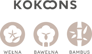 projekt eleganckich symboli materiałów wełny, bawełny i bambusa do oznaczenia składu odzieży marki Kokoons