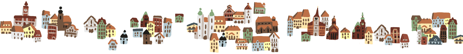 prosto narysowane budynki miast z mapy do gry edukacyjnej dla dzieci