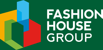finalna negatywowa wersja geometrycznego, kolorowego logo 3d dla dewelopera outletów modowych Fashion House Group