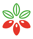 propozycja koncepcji projektu logo firmy spożywczej PureRein, symbol z połączenia zielonych liści i czerwonych owoców jagód goji