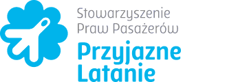 projekt logo stowarzyszenia pasażerów Przyjazna Latanie, samolot i niebieska chmura