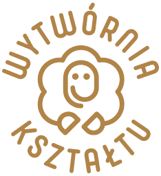 projekt logo pracowni ceramiki Wytwórnia Kształtu, okrągły emblemat, linearna owca