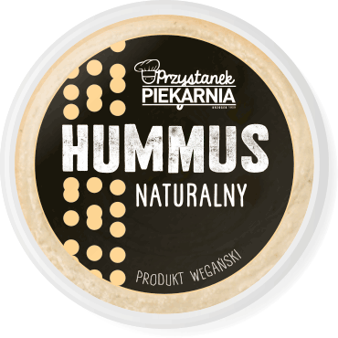 pokaz serii etykiet na hummus o różnych smakach z ikonami dodatków
