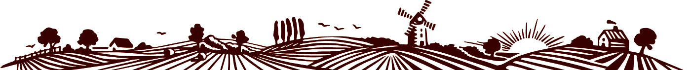 ilustracja z rysunkową grafiką wiejskich pól na etykiety soków smoothie