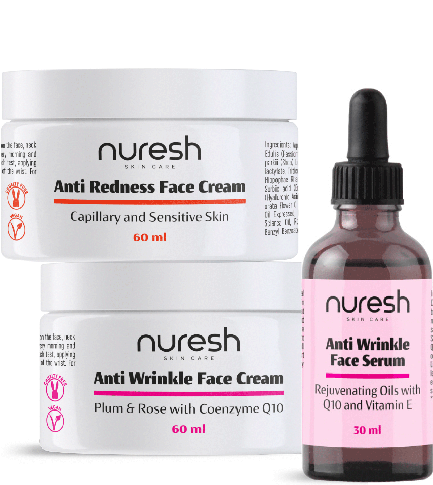 elegancki minimalistyczny projekt etykiet opakowań brytyjskich kosmetyków dla kobiet marki Nuresh