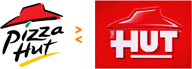 rebranding, odświeżenie projektu logo marki Pizza Hut, porównanie logo starego i nowego, które zostało jednak wycofane